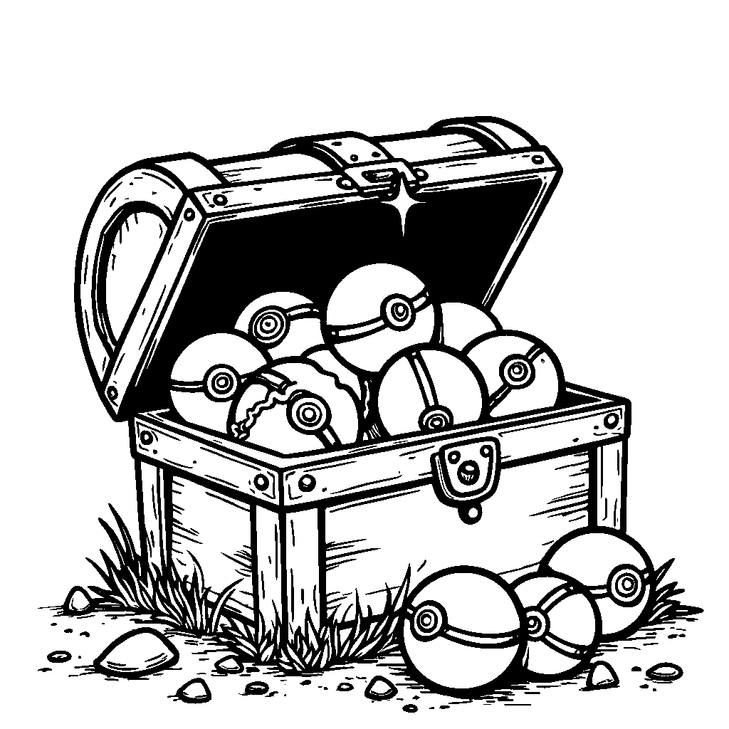 Poké Balls in a treasure chest