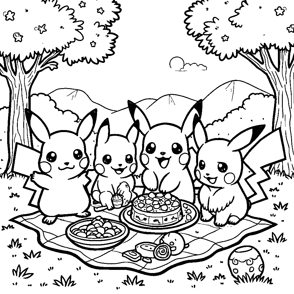 Pokémon friends having a picnic