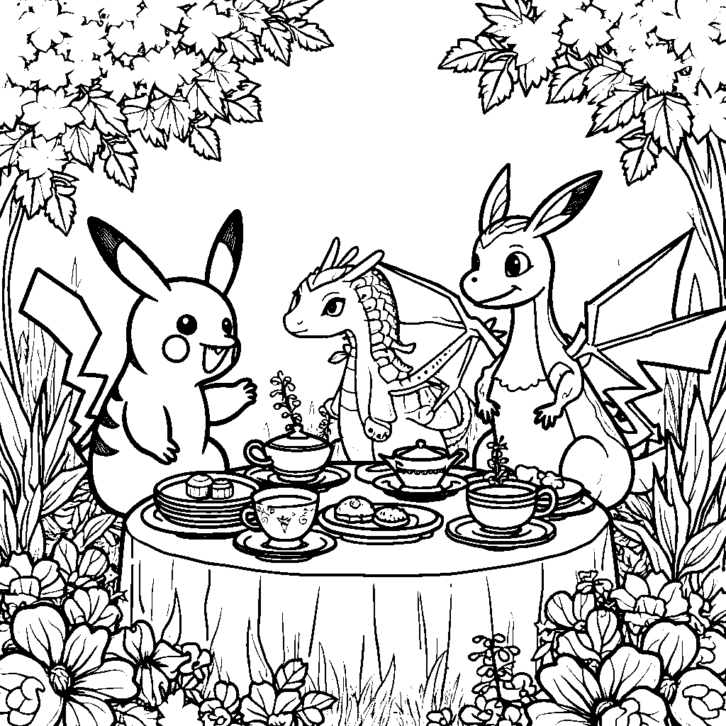 Pokémon having a tea party