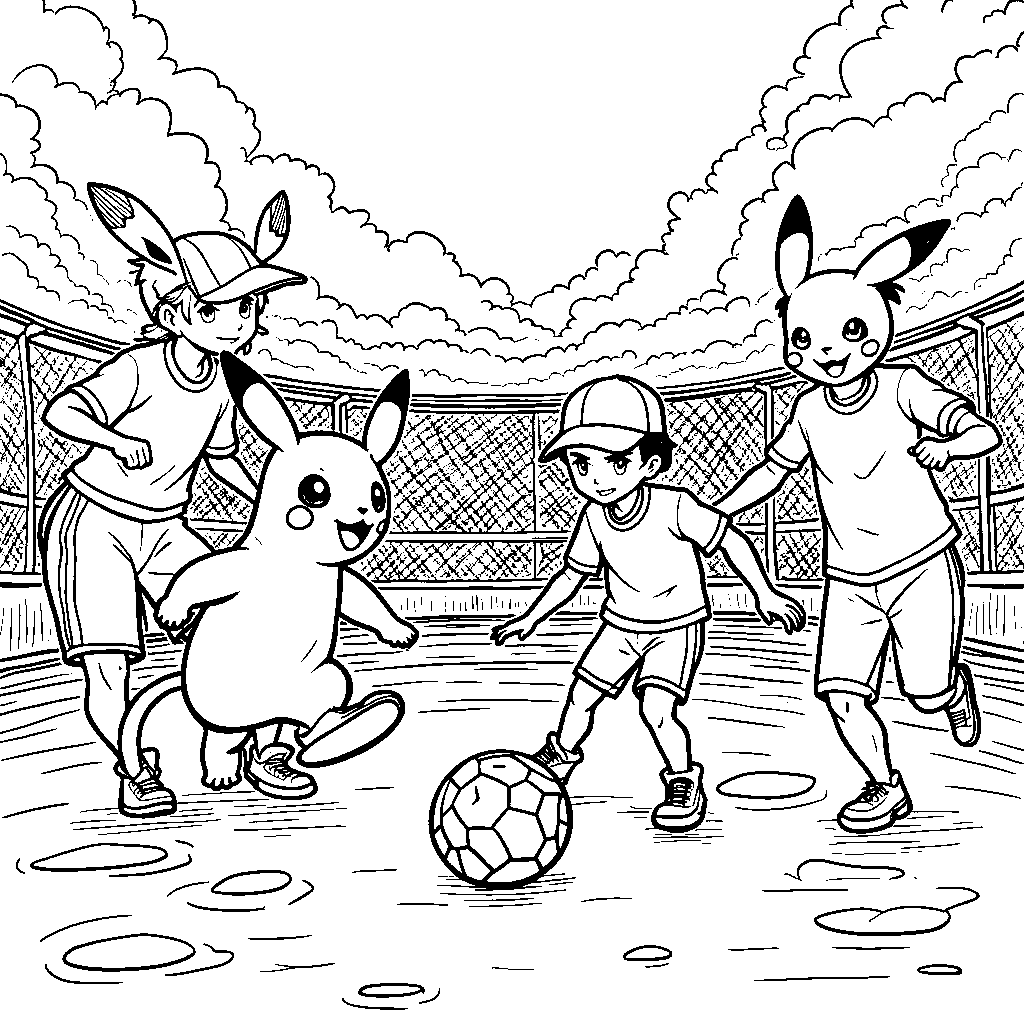 Pokémon playing sports like soccer and basketball