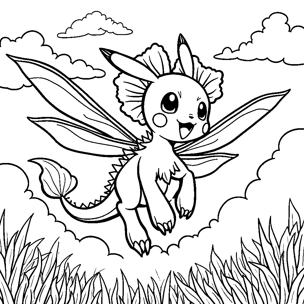 Pokémon riding on the back of a dragonfly