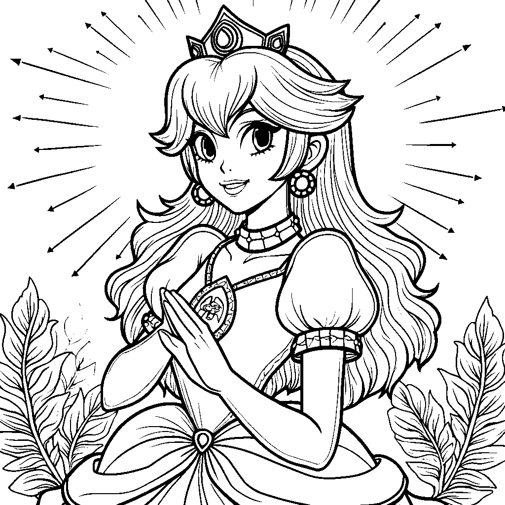 Princess Peach surrounded by a halo of light