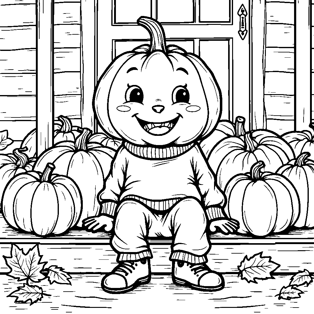 a pumpkin with a smiling face and arms