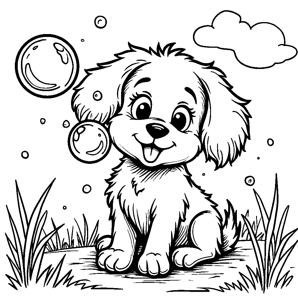 Puppy blowing bubbles