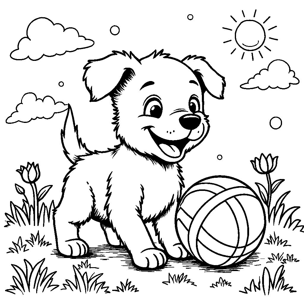 Puppy playing with a ball