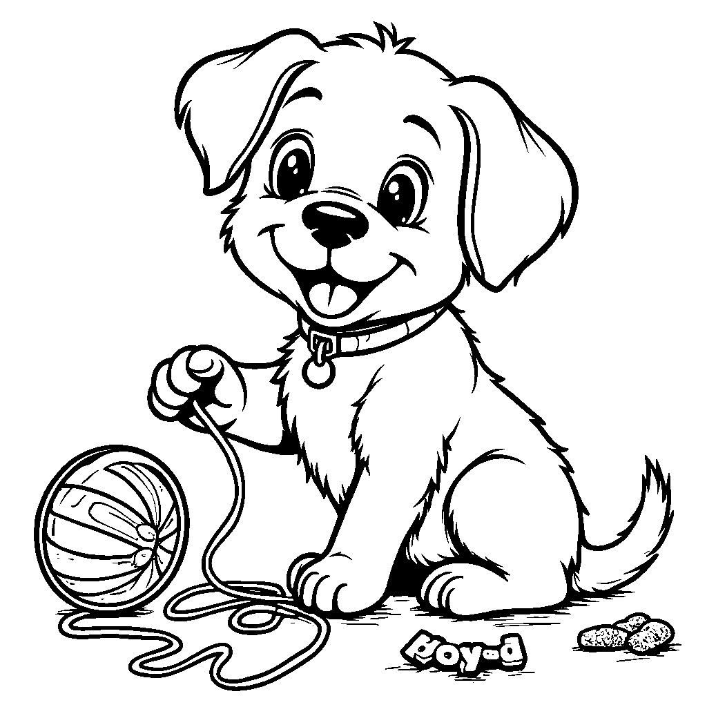 Puppy playing with a yo-yo