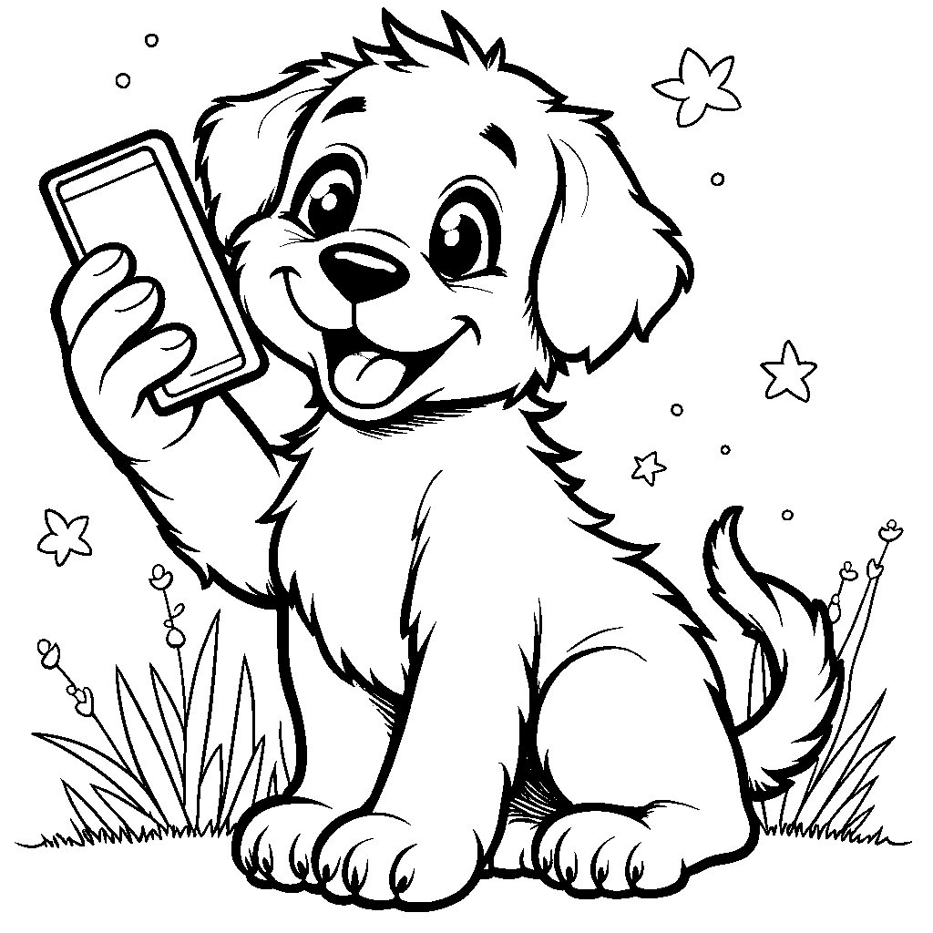 Puppy taking a selfie with a camera