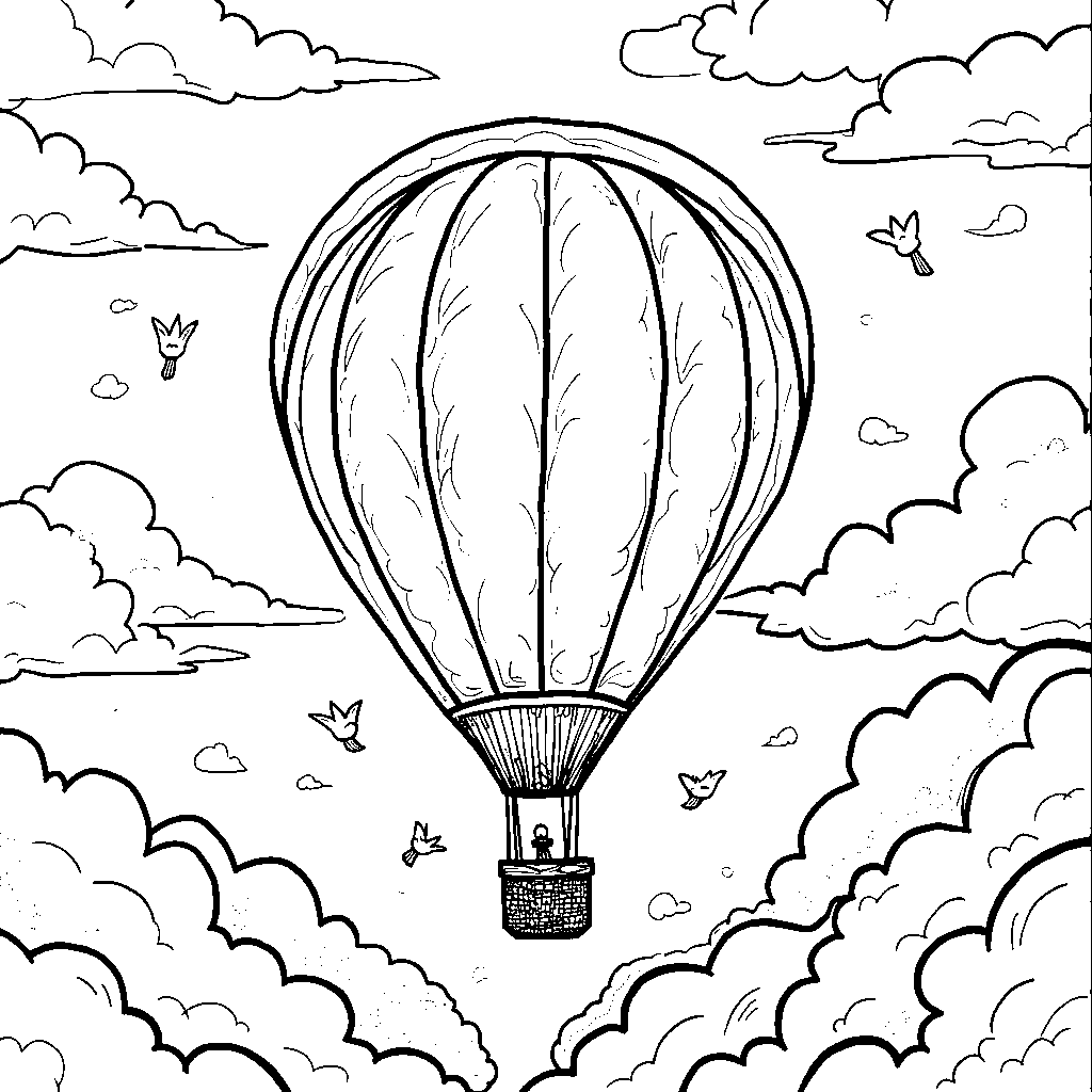 A Rainbow-Colored Hot Air Balloon Soaring High