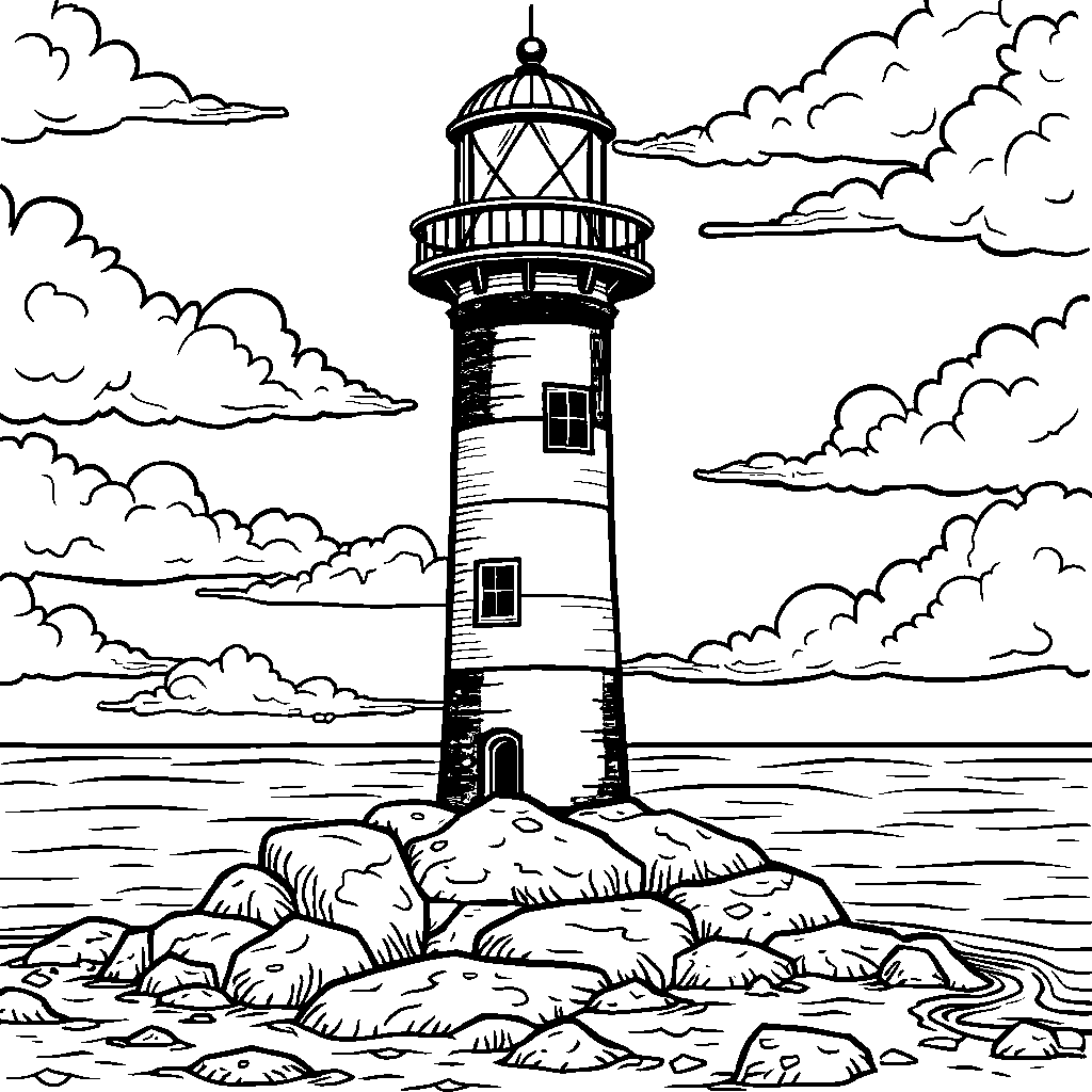 A Rainbow-Colored Lighthouse Shining Bright