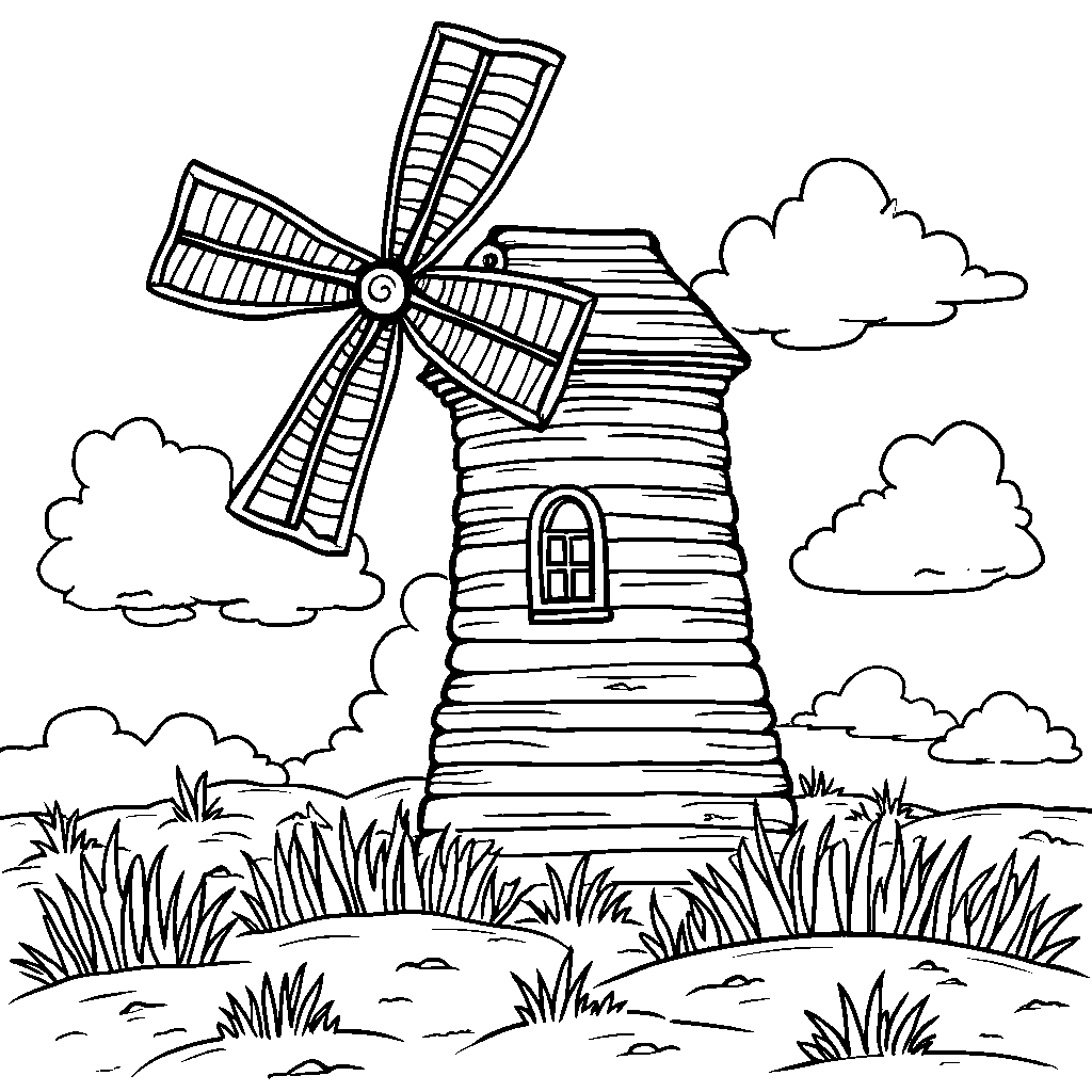 A Rainbow-Colored Windmill Spinning in the Breeze