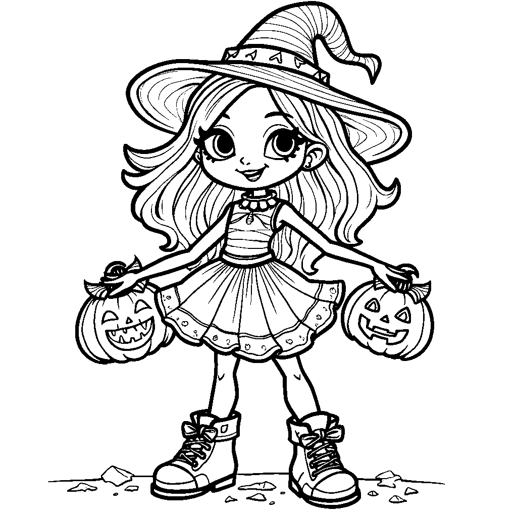 A Rainbow High character dressed up for a Halloween party with costumes