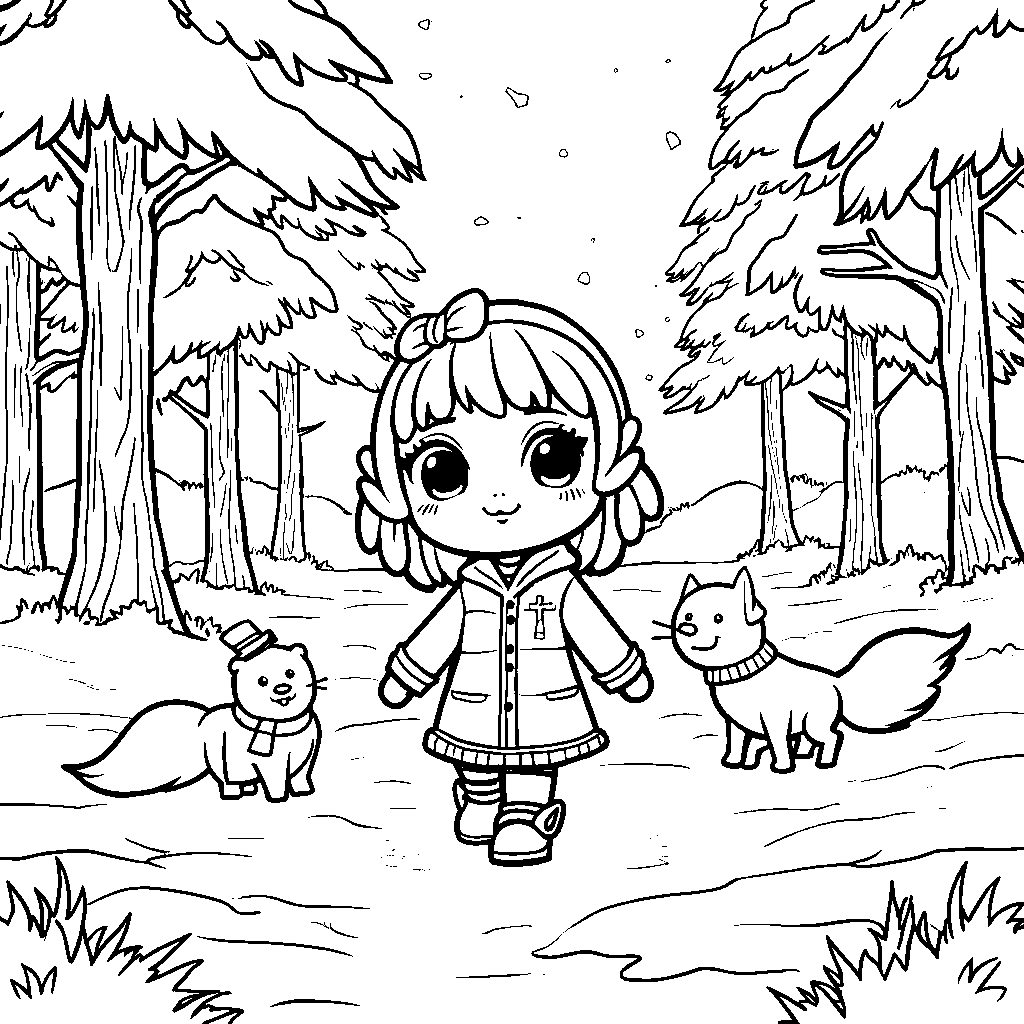 A Rainbow High character exploring a snowy landscape with friends