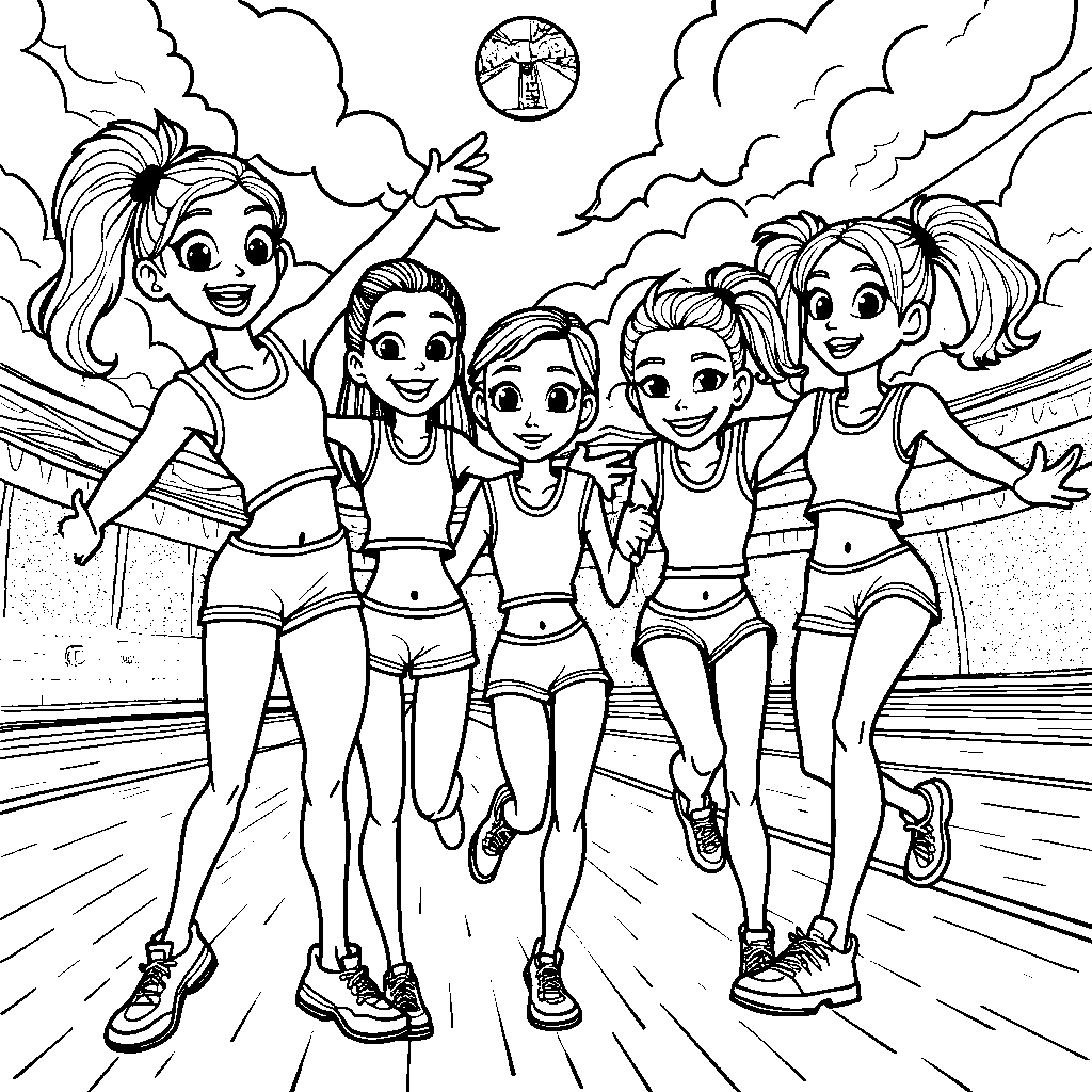 Rainbow High characters competing in a friendly sports event