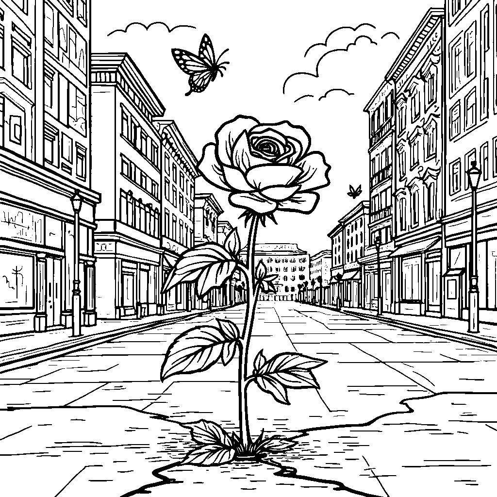 A rose in a city garden