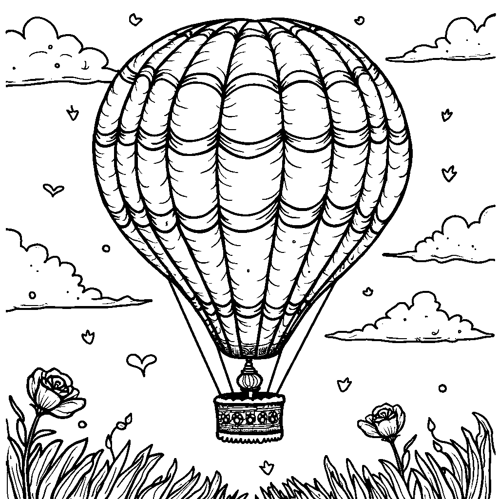 A rose in a hot air balloon