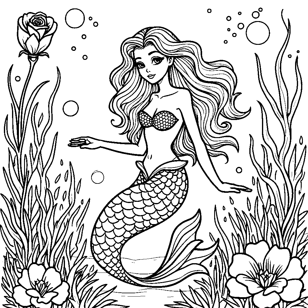 A rose in a mermaid's underwater garden