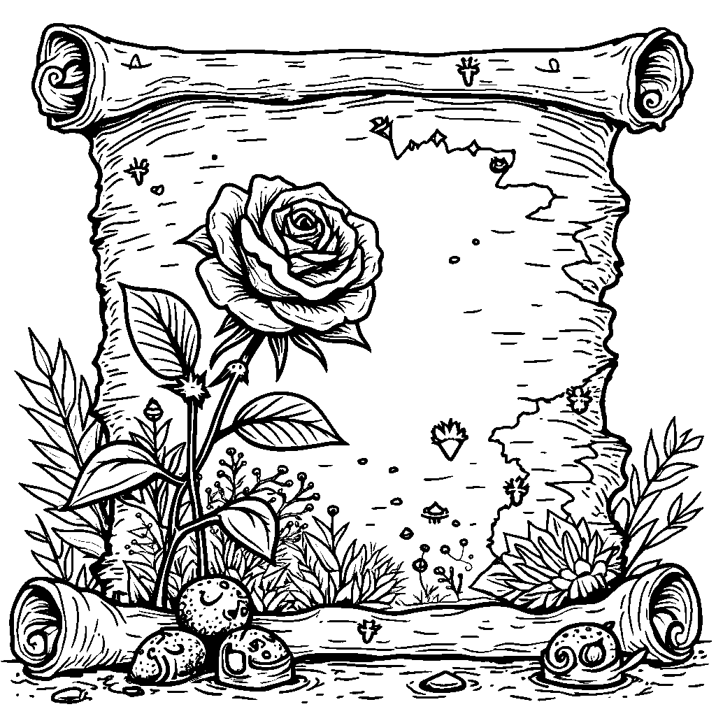 A rose in a pirate's treasure map