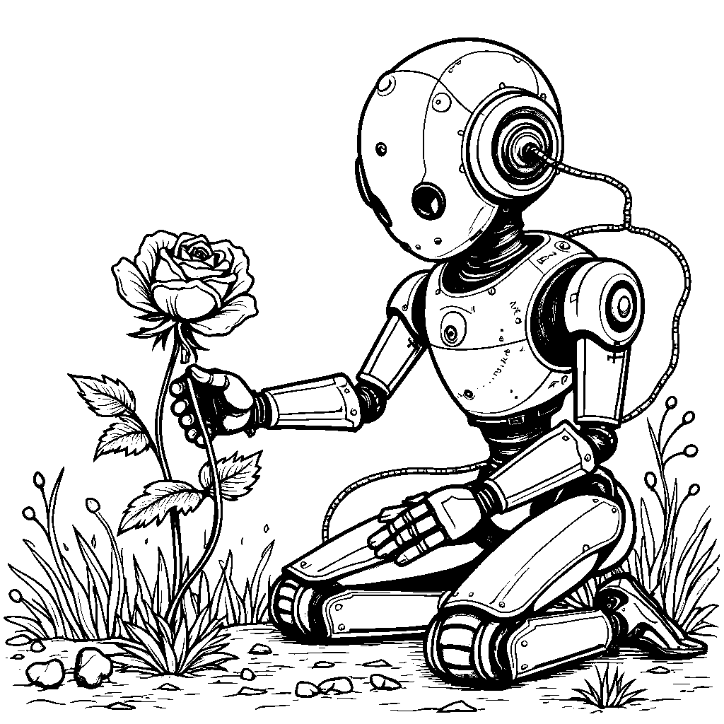 A rose in a robot's garden