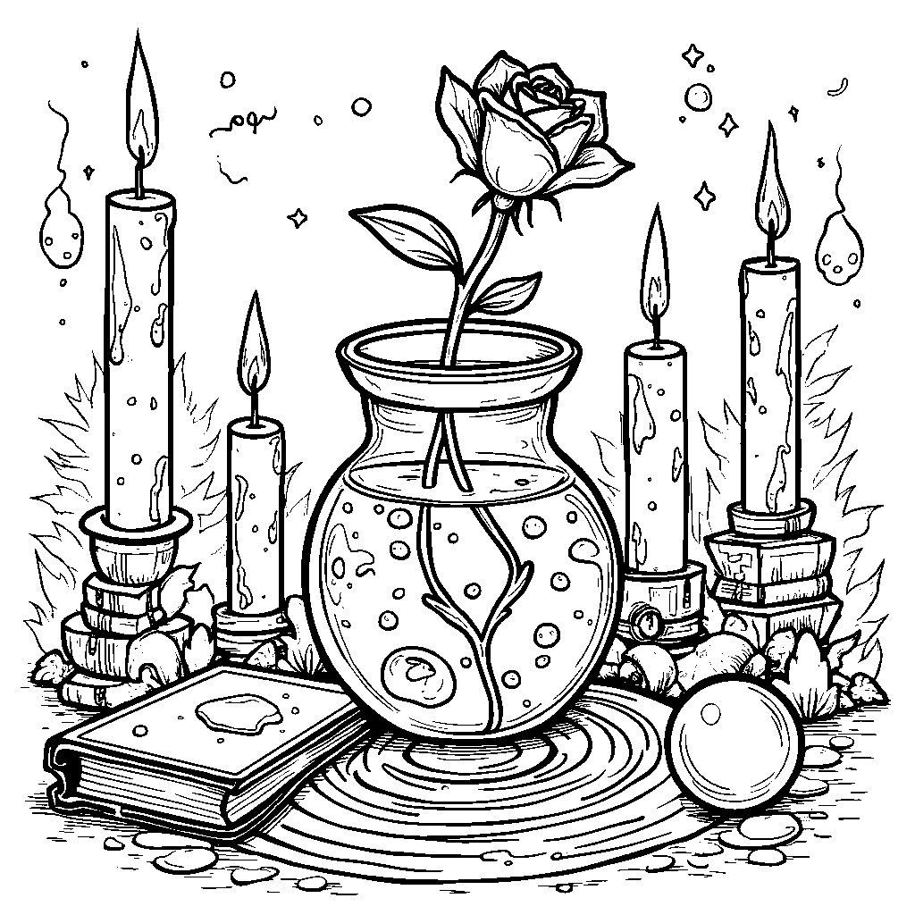 A rose in a wizard's potion