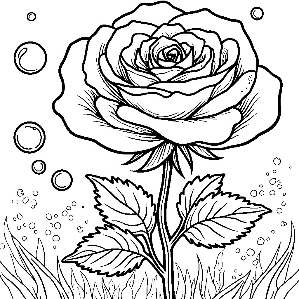 A rose with a face blowing bubbles