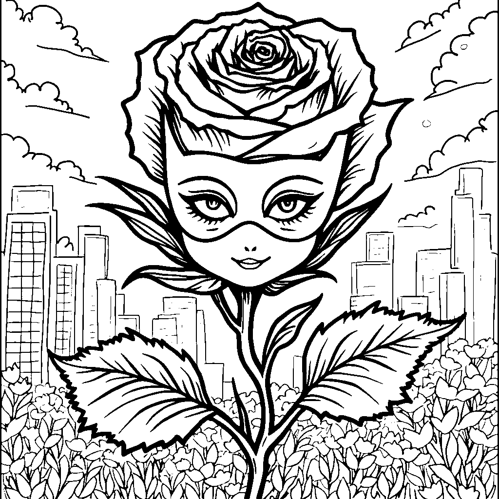 A rose with a superhero mask