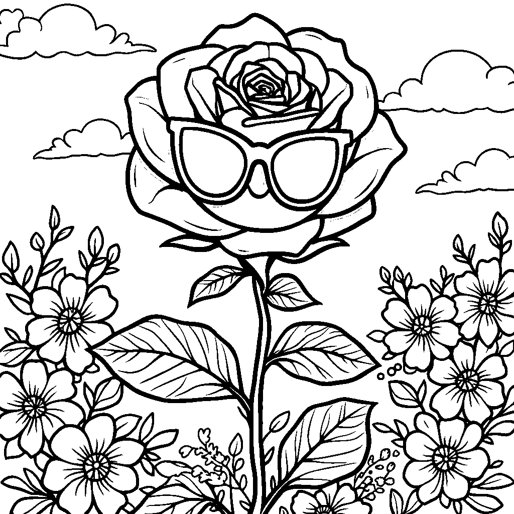 A smiling rose wearing sunglasses