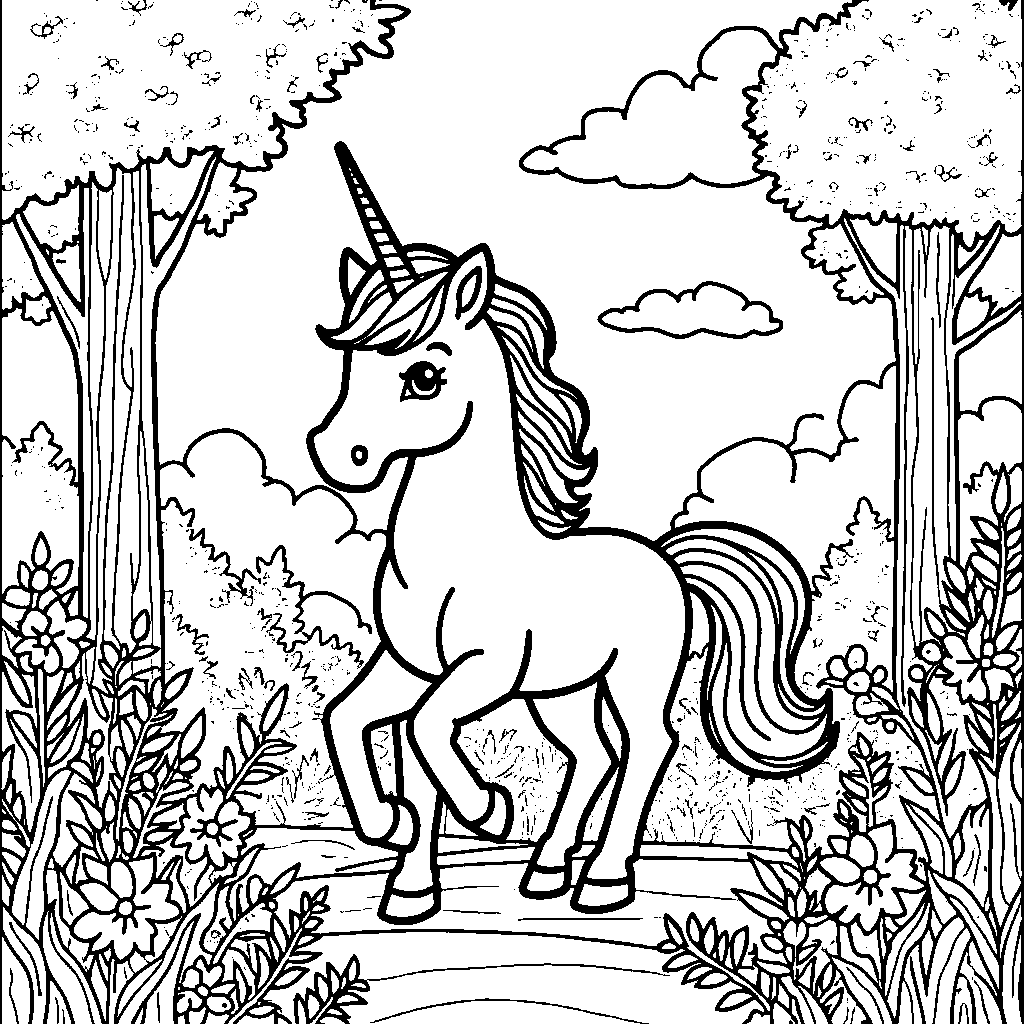 A marshmallow riding a unicorn through a sparkly forest