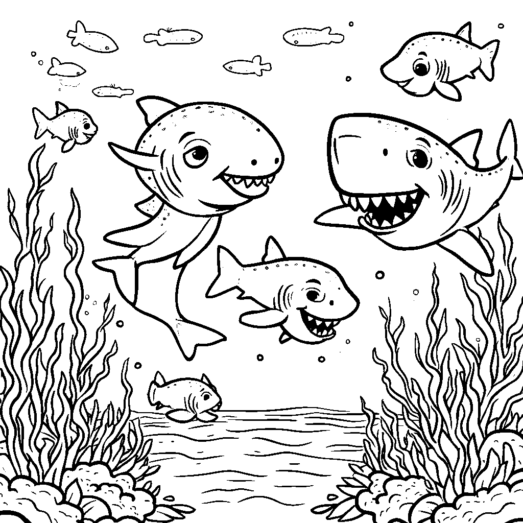 A shark and its friends hosting an underwater talent show