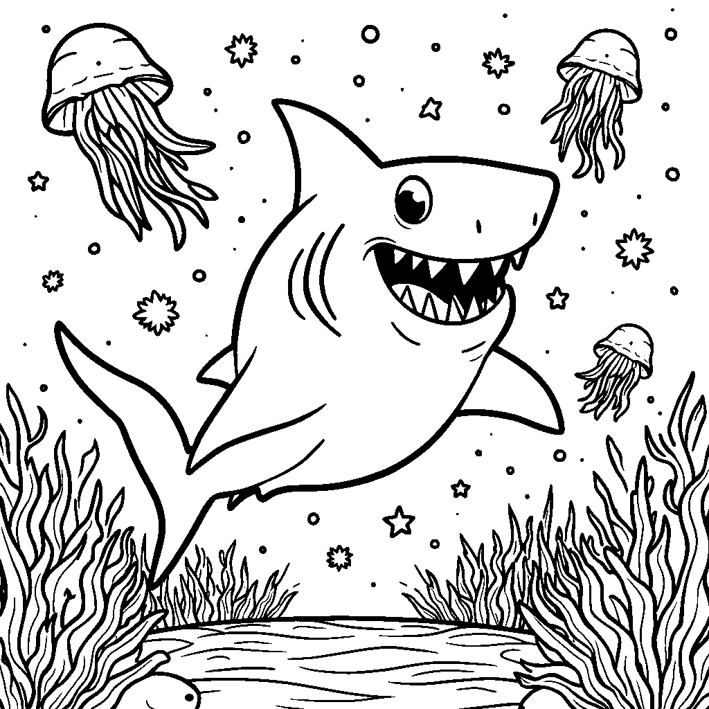 A shark dancing at an underwater disco party