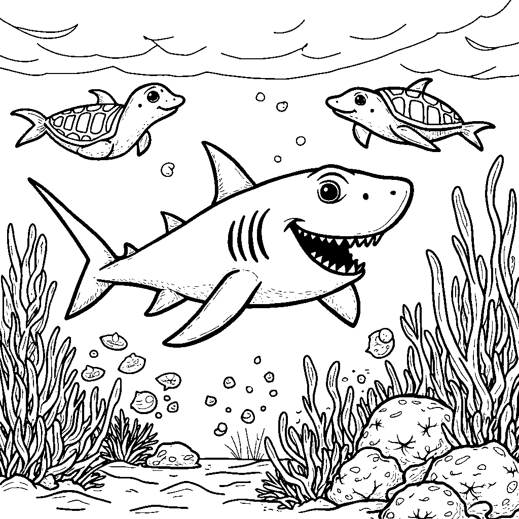 A Shark Participating in an Ocean Marathon with Its Friends