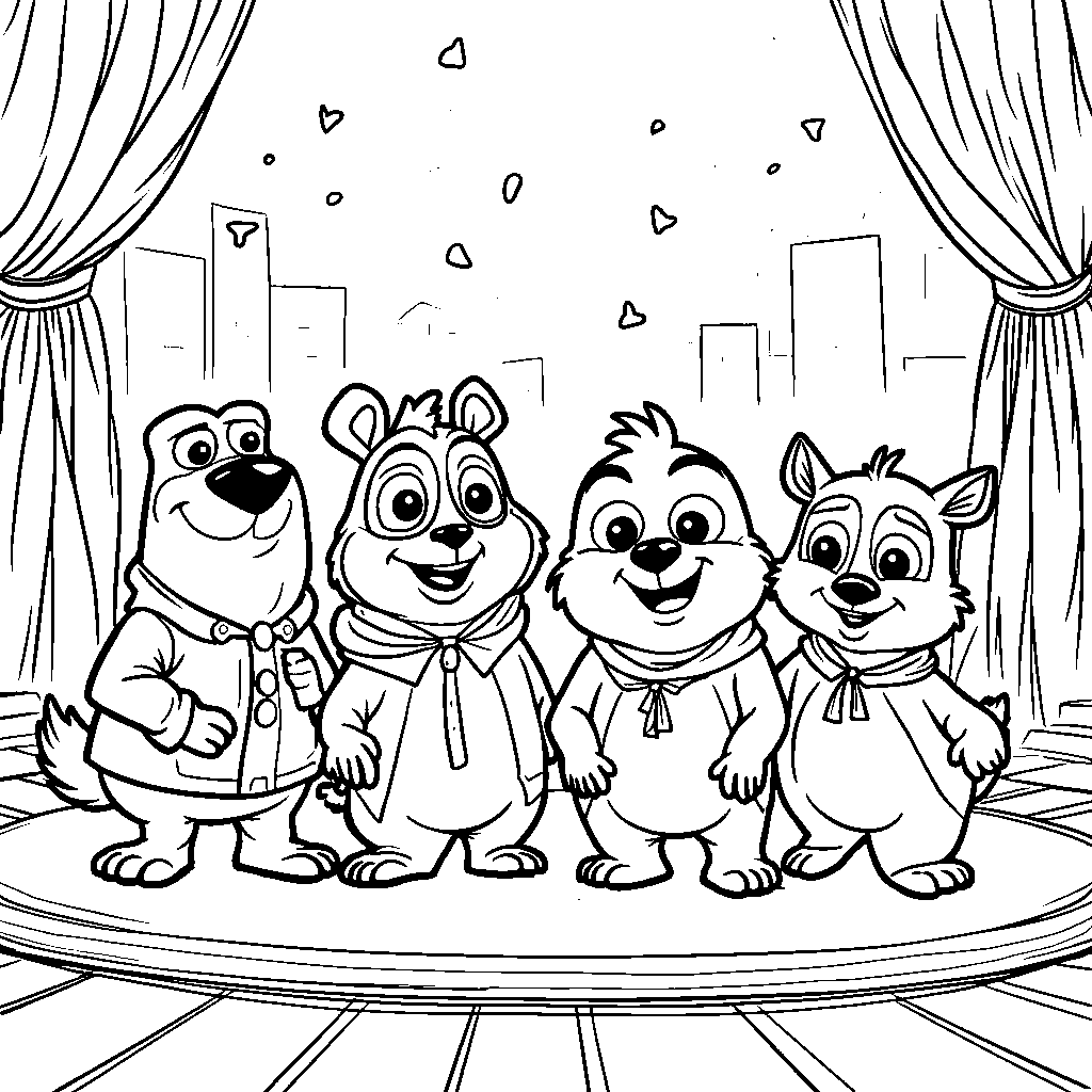 A group of animals from Sing 2 taking a bow after a performance