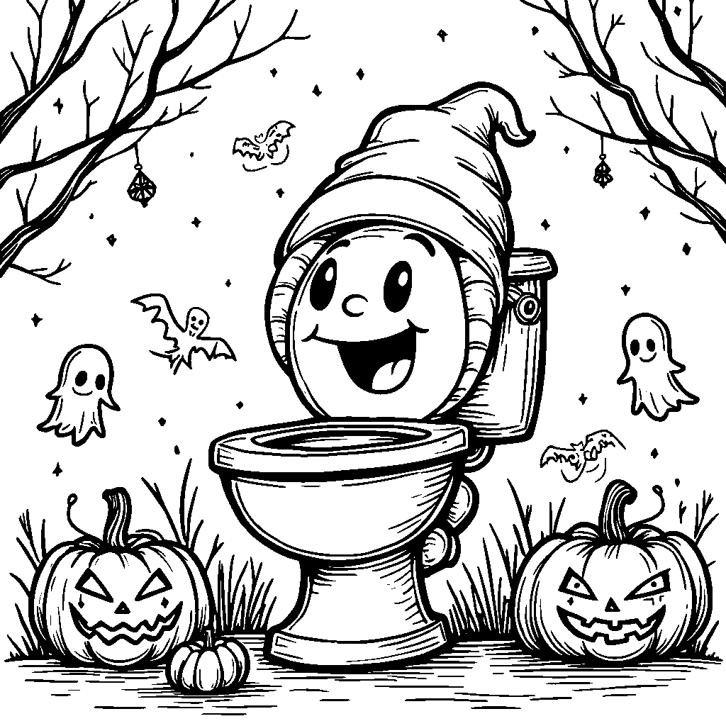 A skibidi toilet celebrating Halloween in costume