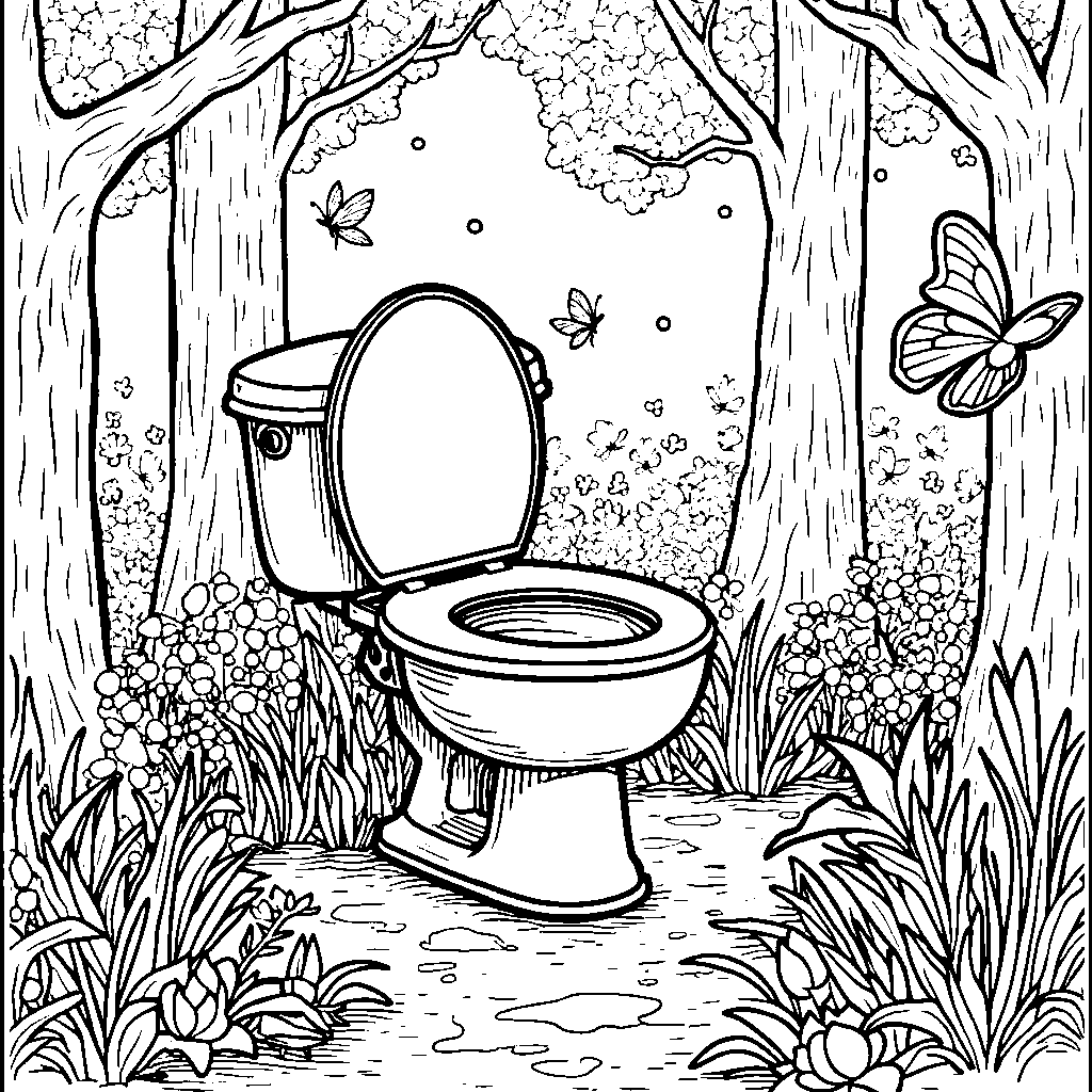 A skibidi toilet in a magical forest with fairies