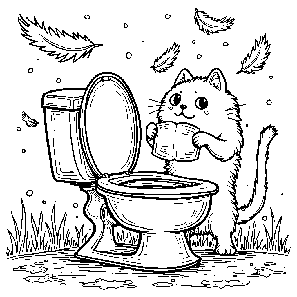 Skibidi toilet and a cat having a pillow fight