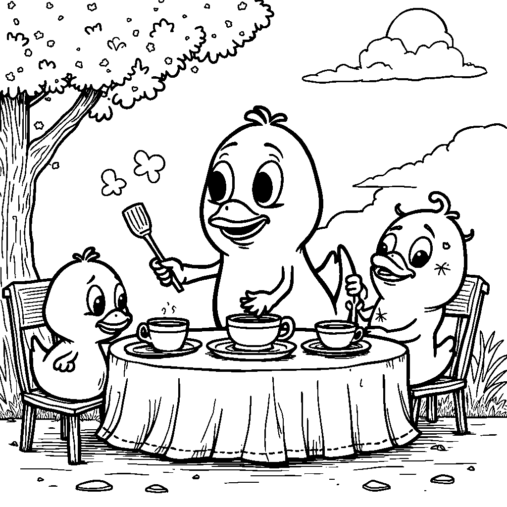 Skibidi toilet and friends having a tea party