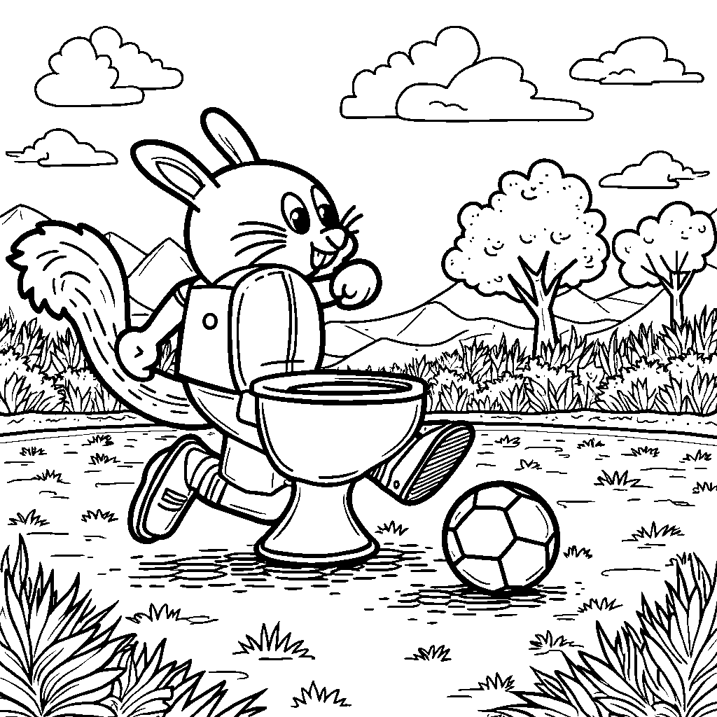 Skibidi toilet playing soccer with animated animals