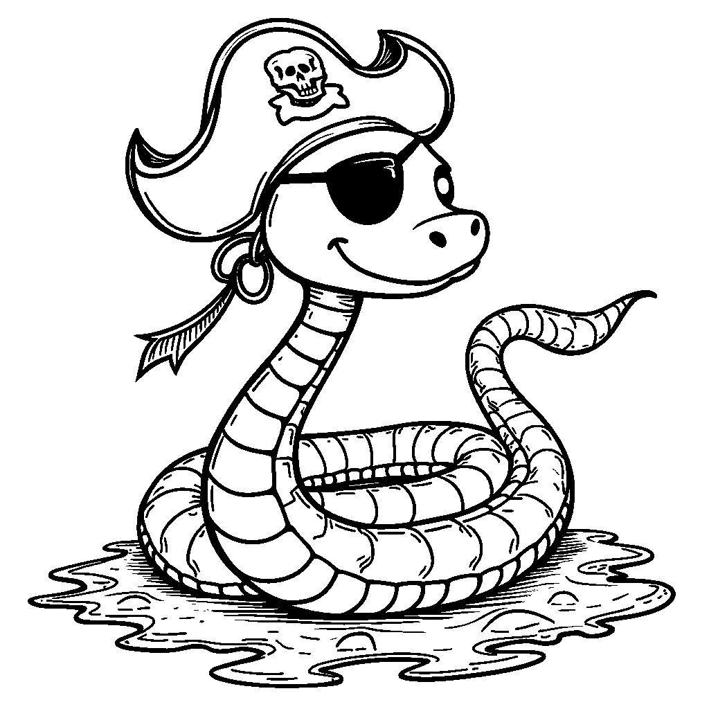 A snake dressed like a pirate with a treasure map