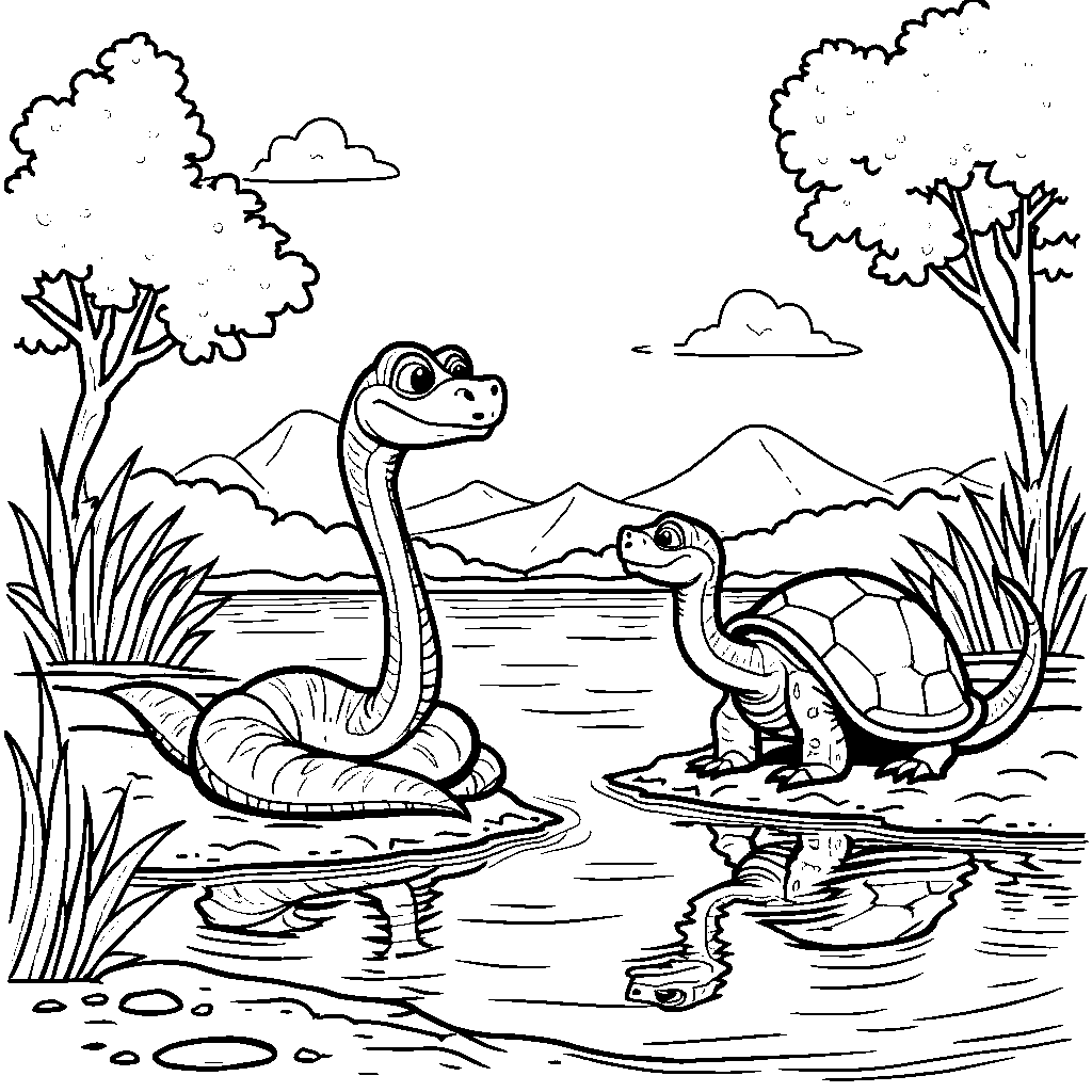 A Snake's Wisdom: Chatting with a Wise Old Tortoise by the Pond