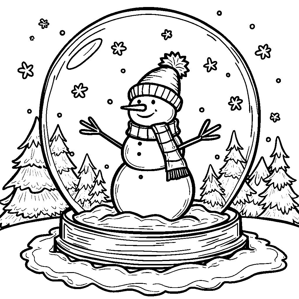 A snowman standing on top of a giant snow-globe