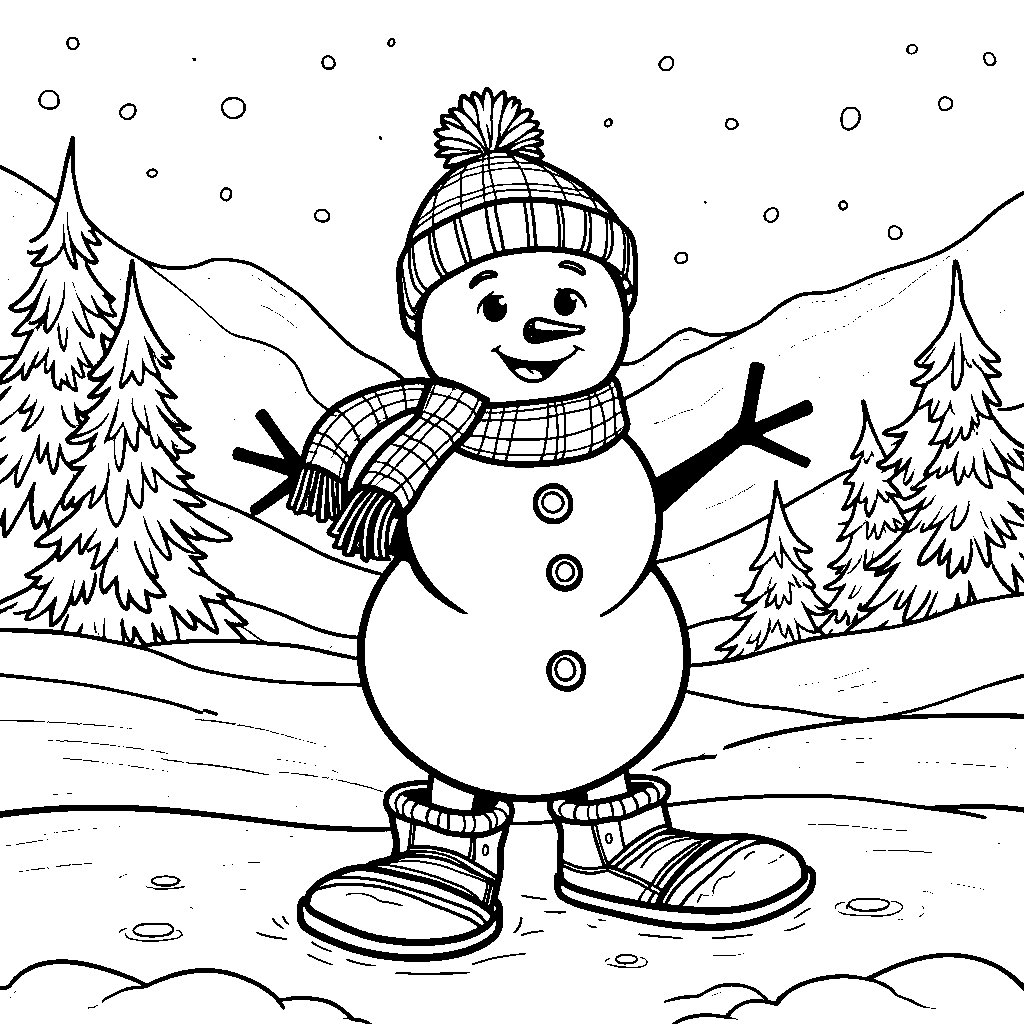 A snowman wearing a pair of snow-flippers