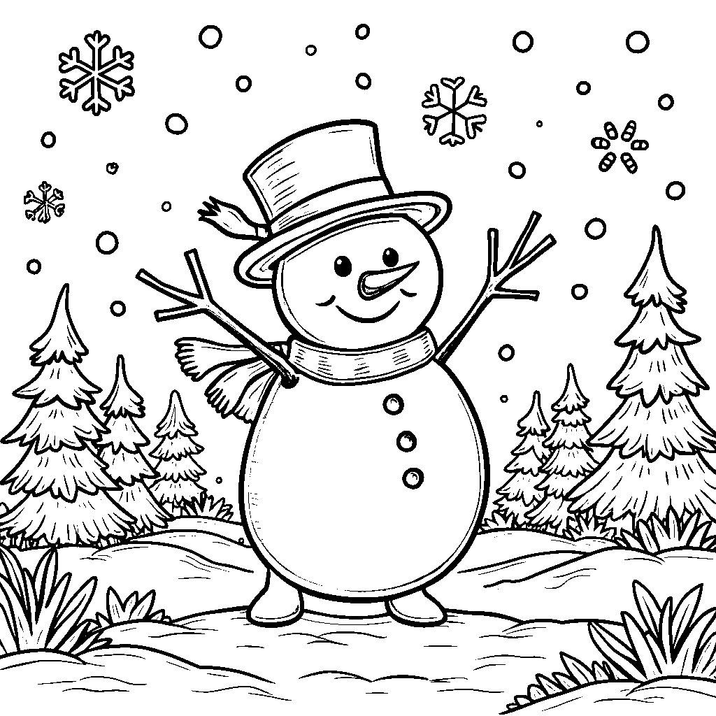 Snowman having a snow-tastic dance party