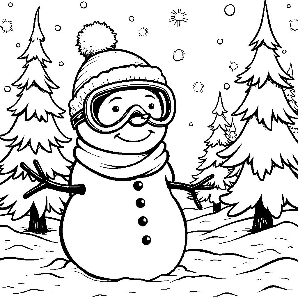 Snowman wearing a pair of snow-goggles