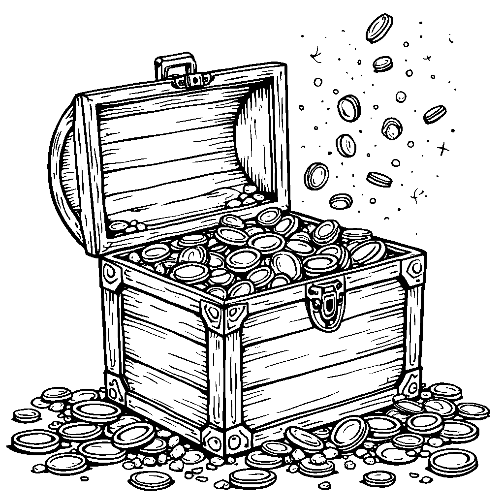 A treasure chest overflowing with gold coins and jewels