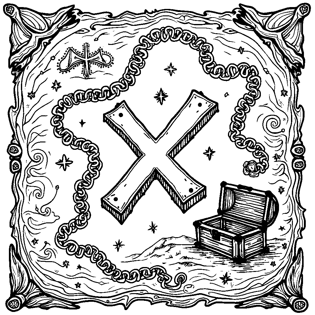 A treasure map leading to a mysterious X marked spot