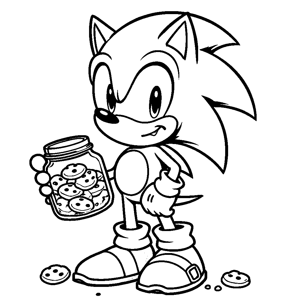 Sonic holding a jar of cookies