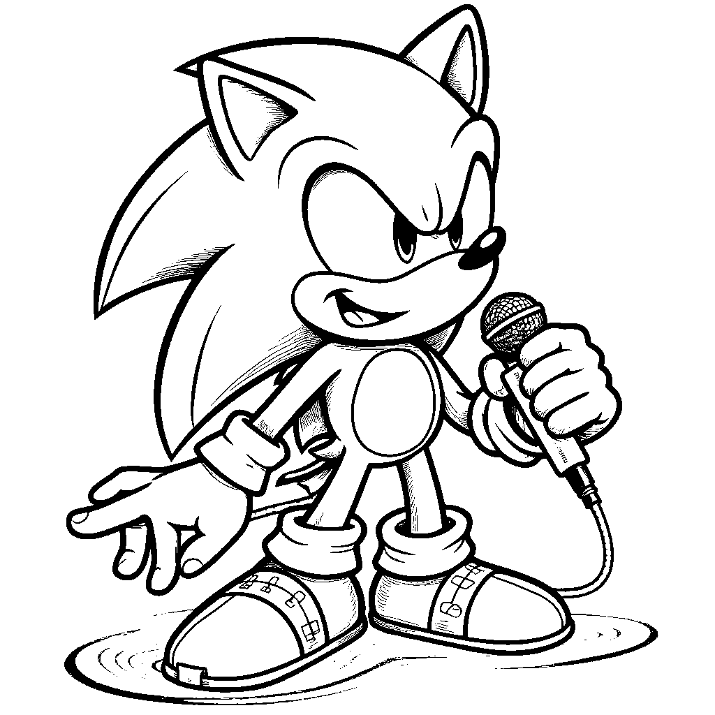 Sonic holding a microphone