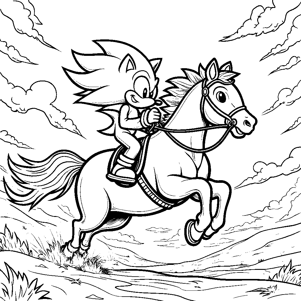 Sonic riding a horse