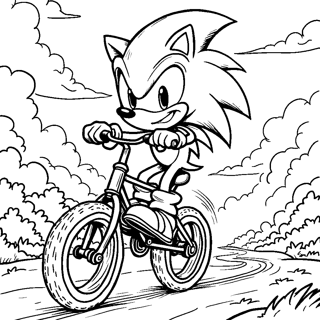 Sonic riding a unicycle