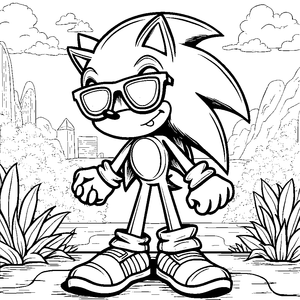 Sonic wearing a pair of sunglasses