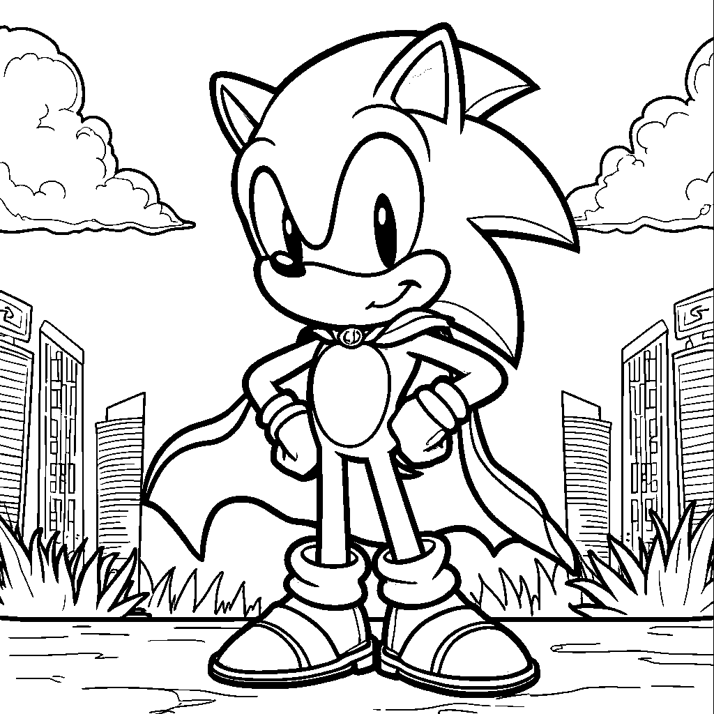 Sonic wearing a superhero cape